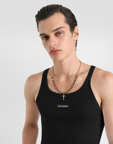 Dolce & Gabbana Cotton tank top with print Black G8PA8TG7P3I