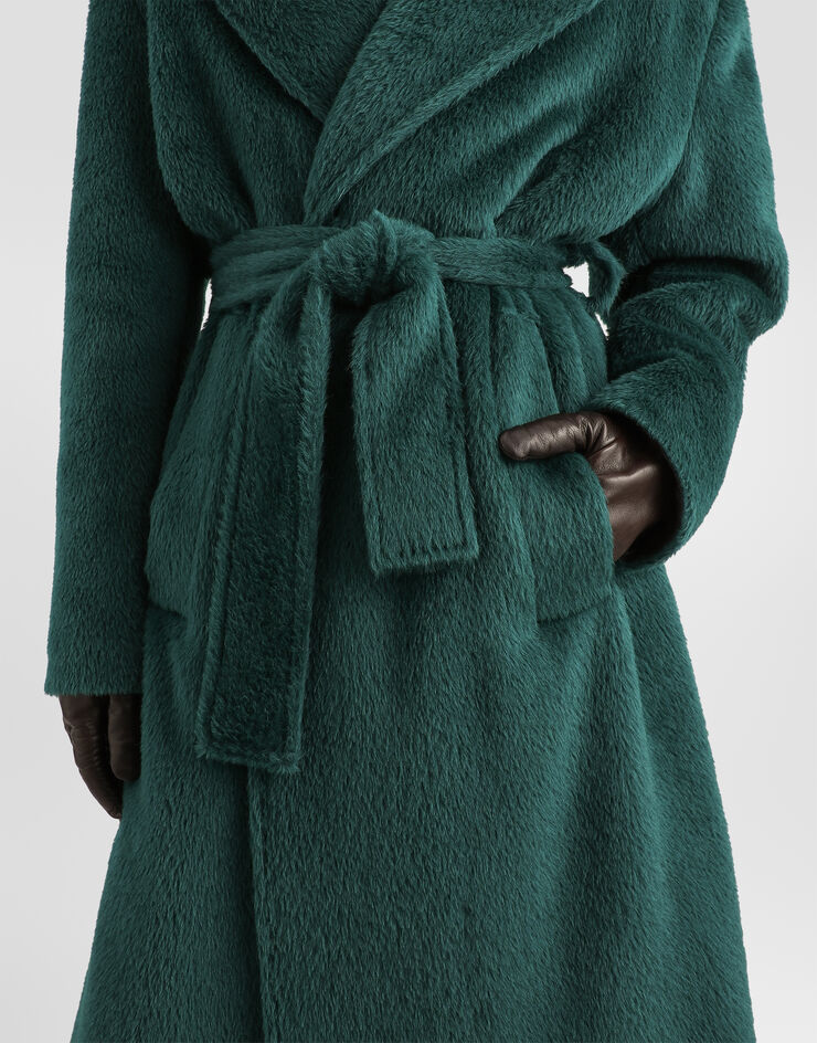 Dolce & Gabbana Single-breasted alpaca coat Green G054PTHU2BW