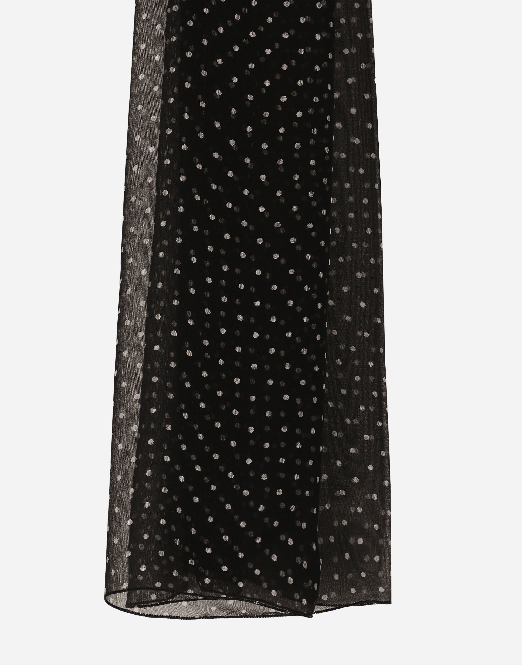 Chiffon top with polka-dot print and scarf detail in Black