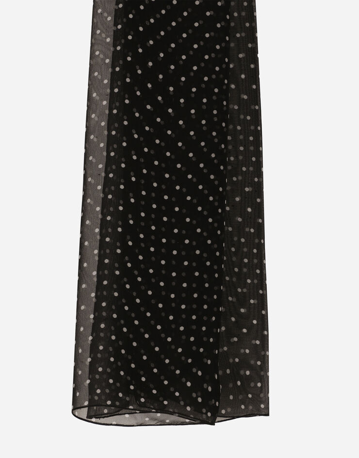 Dolce & Gabbana Top aus Chiffon Punkteprint mit Schluppenbändern Black F79ESTIS1S1