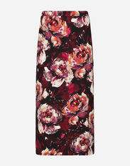 Dolce & Gabbana Cady calf-length skirt with peony print Print F4CFETHS5Q1