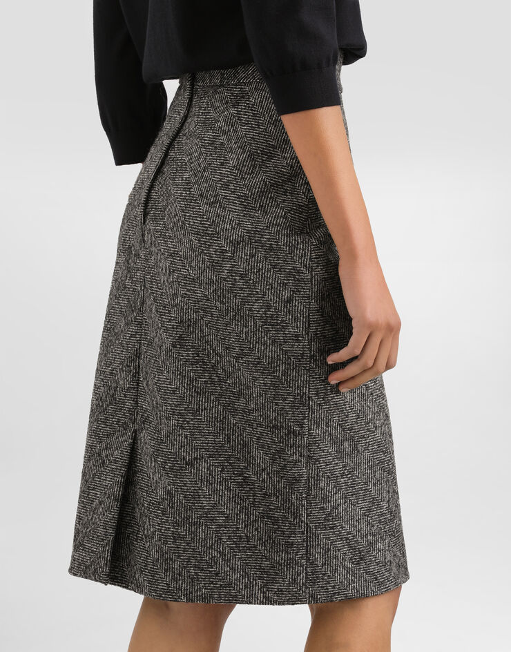 Dolce & Gabbana Skirt in wool blend chevron Multicolor F4C6CTFCZAF