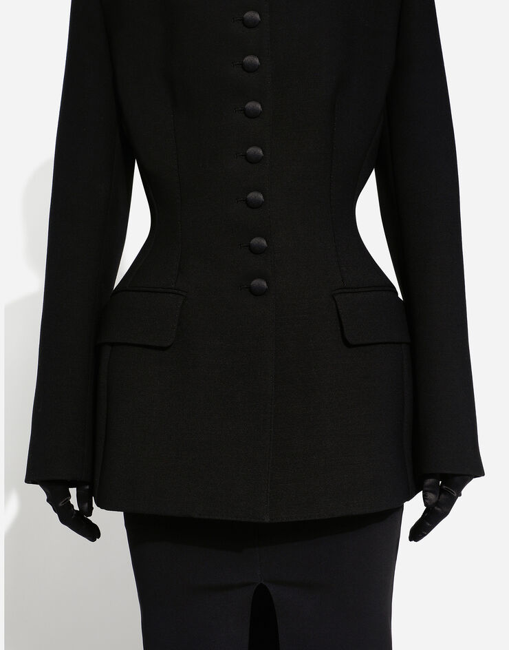 Dolce&Gabbana Long single-breasted wool cady Dolce-fit jacket Black F26W6THUMTB