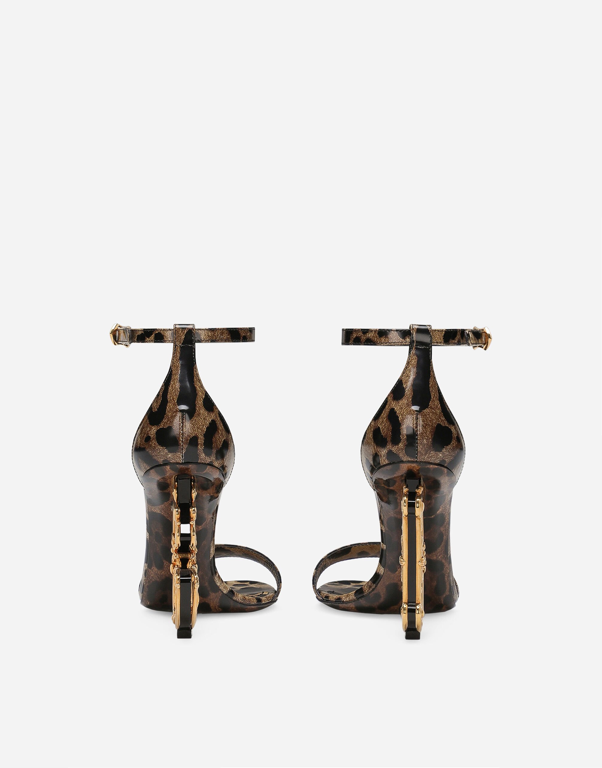 【DOLCE & GABBANA】 DGバロッコヒール サンダル ブラックのウィメンズ サンダル 光沢カーフスキン DGバロッコ