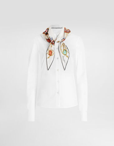 Dolce & Gabbana Poplin shirt with silk scarf White F5U10TGDDOI