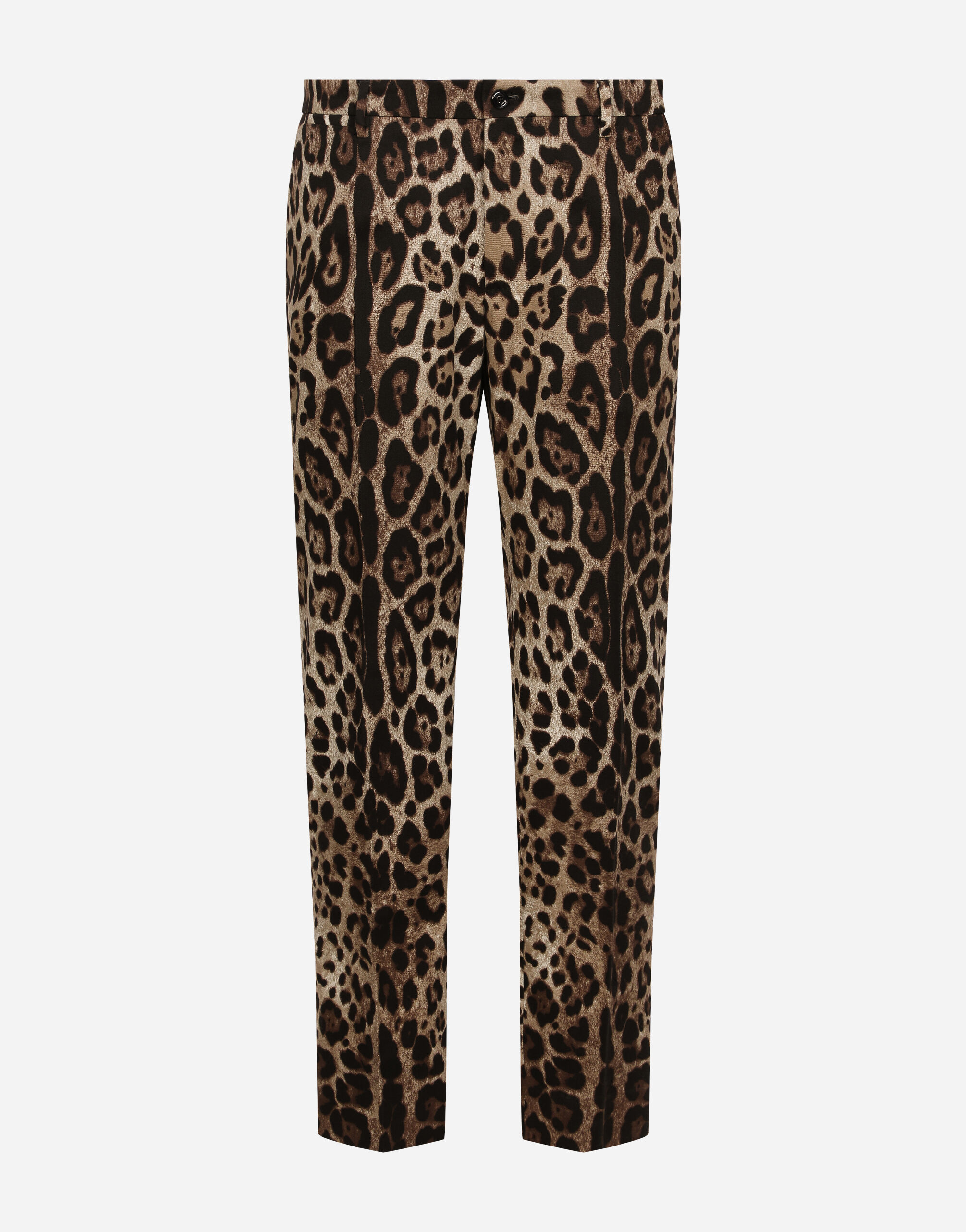 Dolce & Gabbana Cotton stretch pants with leopard print Multicolor GY6FETFSFAG