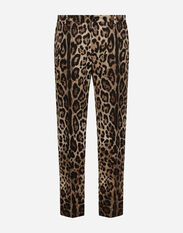 Dolce & Gabbana Cotton stretch pants with leopard print Black GXC60TJAM8M