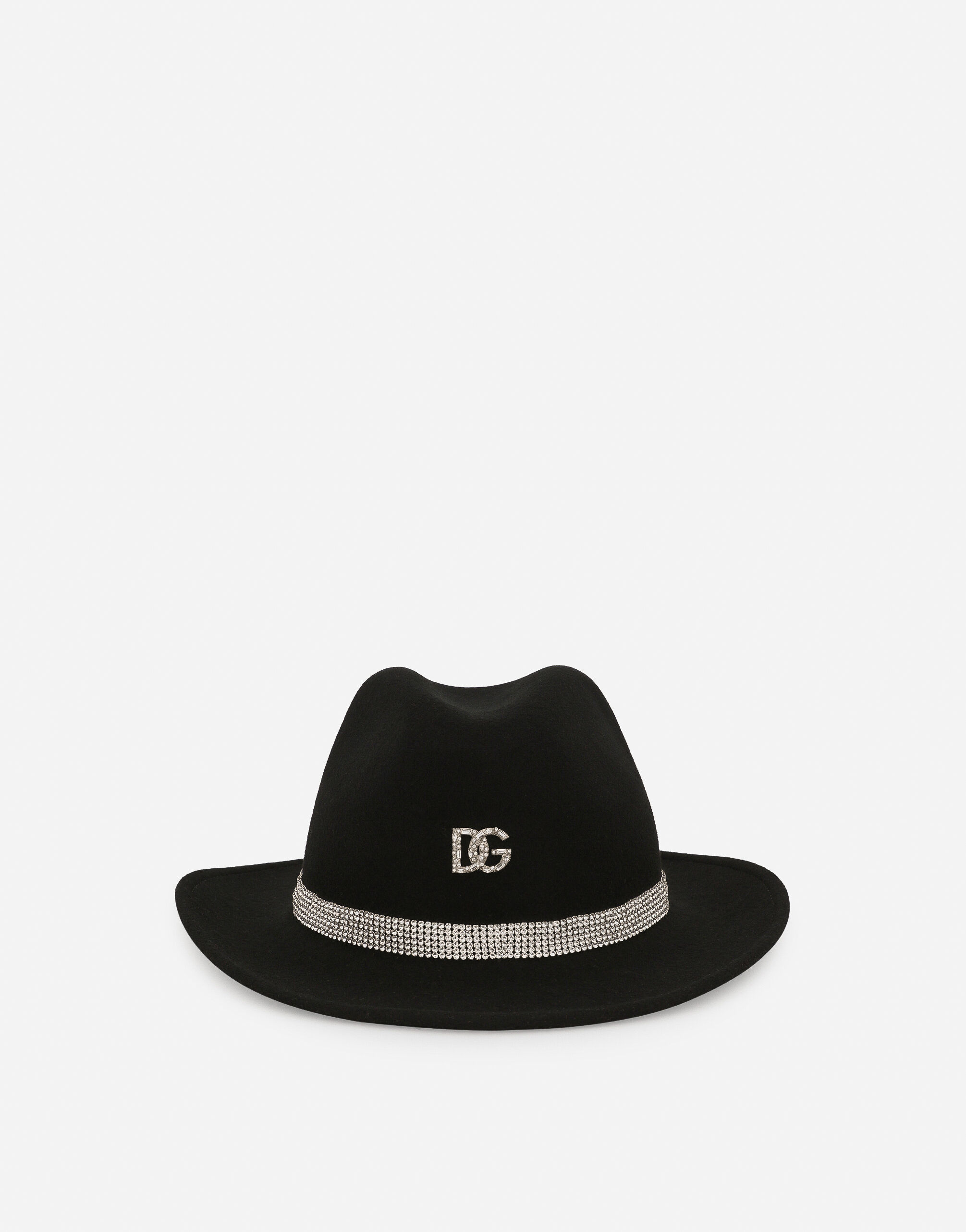 Dolce & Gabbana Fedora hat with rhinestone-detailed band and DG logo Transparent pink VG446BVP830