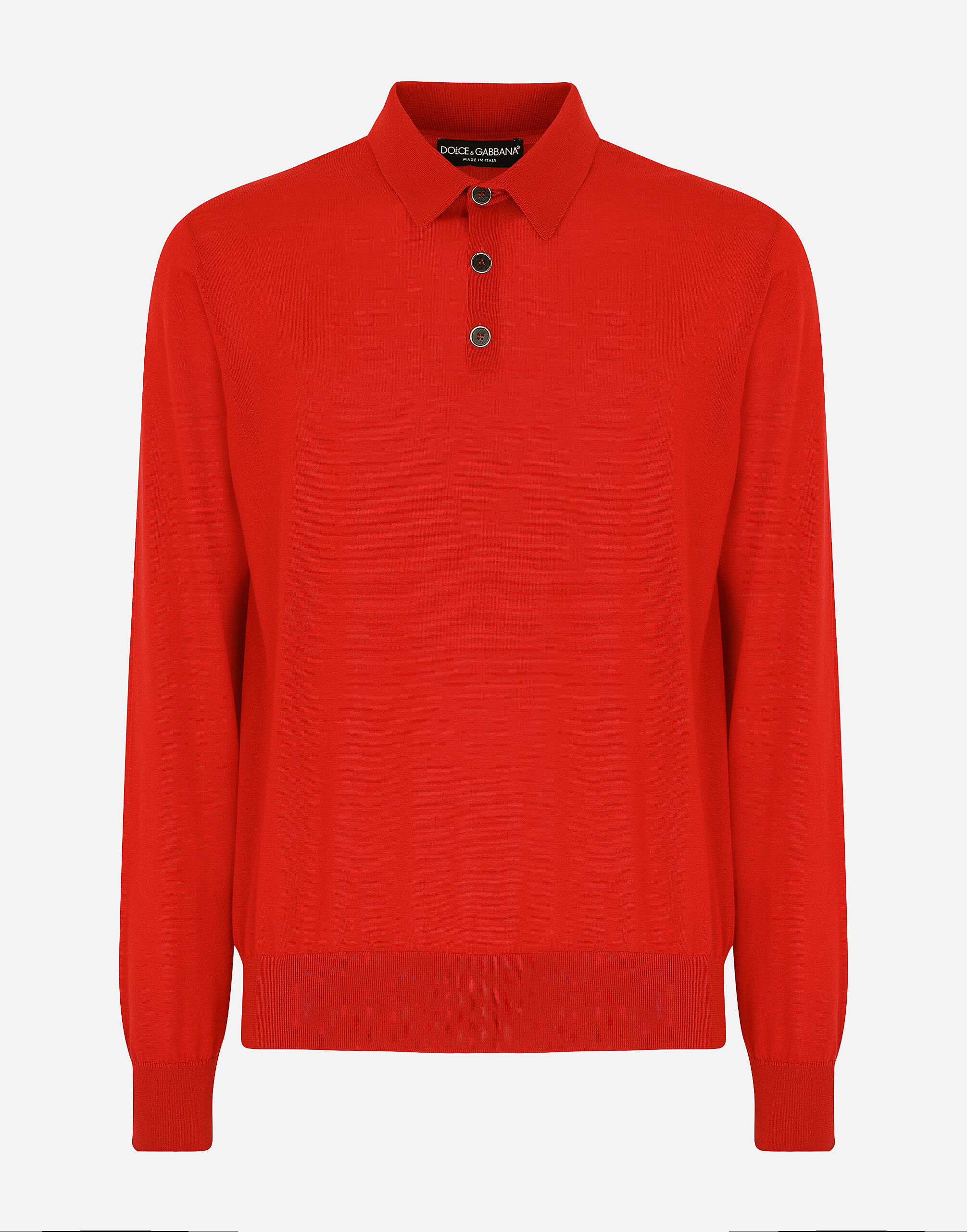 Dolce & Gabbana Long-sleeved cashmere polo-shirt Red GX831TJAWTY