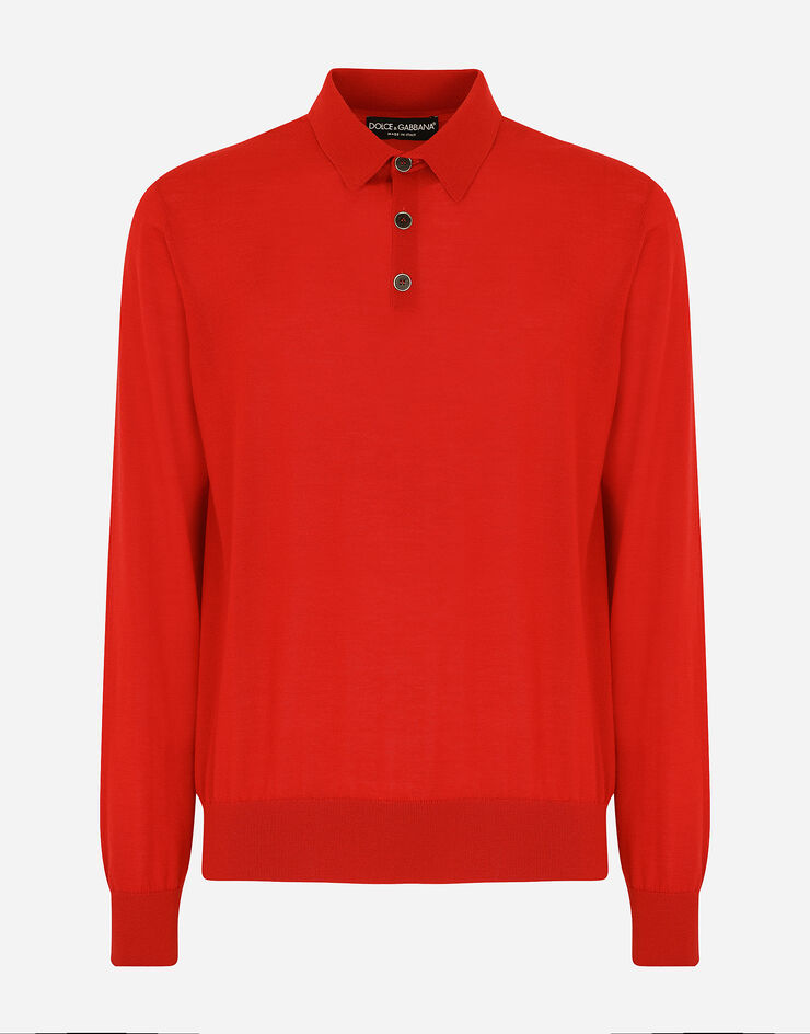Dolce & Gabbana Long-sleeved cashmere polo-shirt ROJO GX831TJAWTY