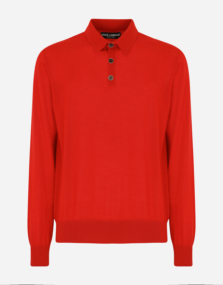 Dolce & Gabbana Long-sleeved cashmere polo-shirt Red GX831TJAWTY