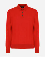 Dolce & Gabbana Long-sleeved cashmere polo-shirt Black GXN41TJEMI9