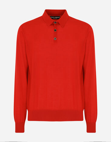 Dolce&Gabbana Long-sleeved cashmere polo-shirt Red G5IF1THI1KW