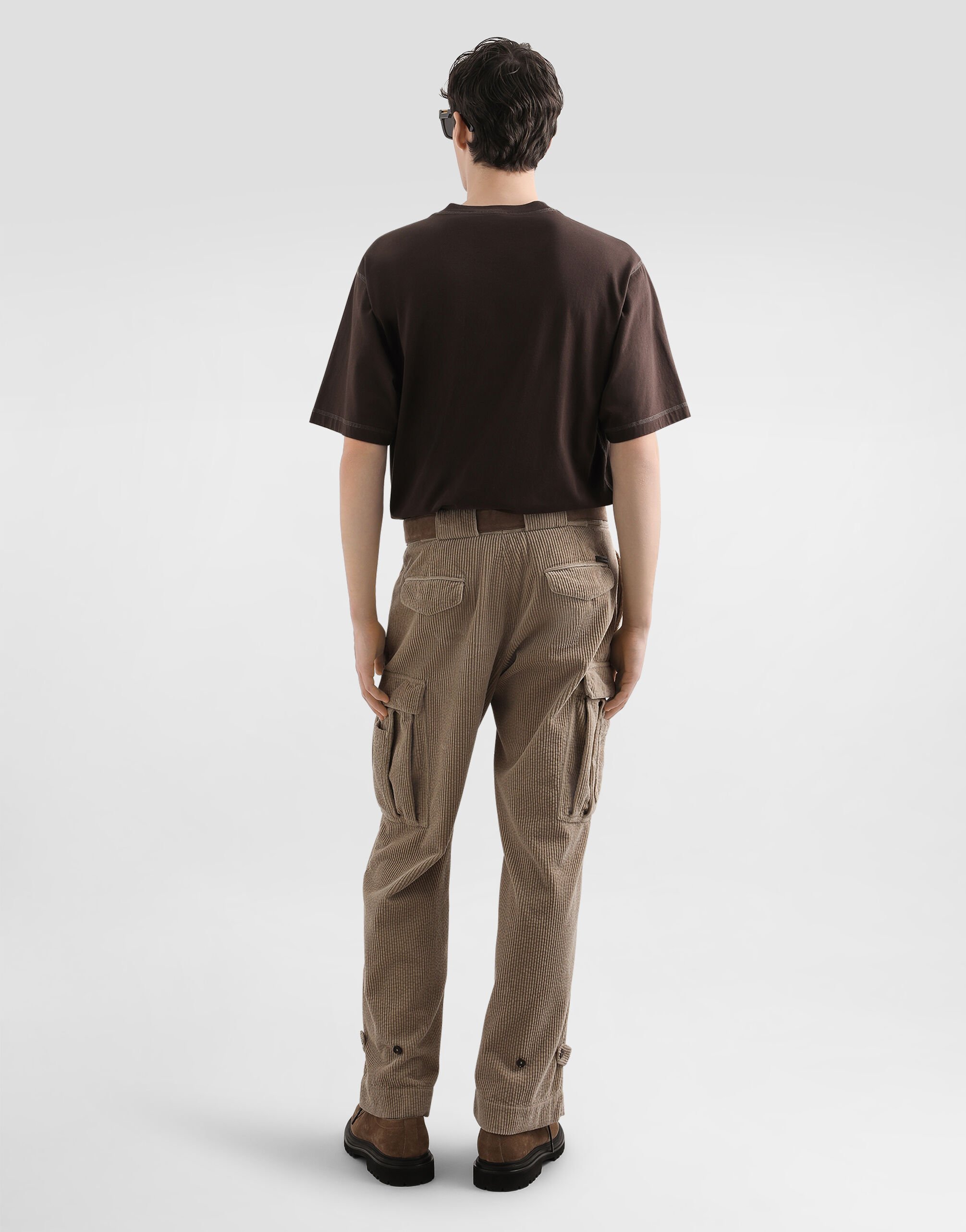 Cotton t-shirt with embroidery in Brown for Men | Dolce&Gabbana® US