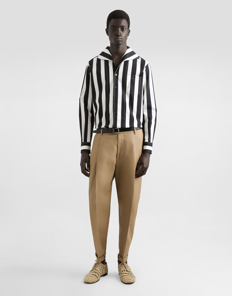 Dolce & Gabbana Cotton drill shirt with striped print Multicolor G5MW6TFSFOC