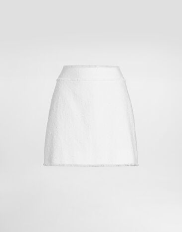 Dolce & Gabbana Cotton raschel tweed miniskirt White F4CWITHUMT9
