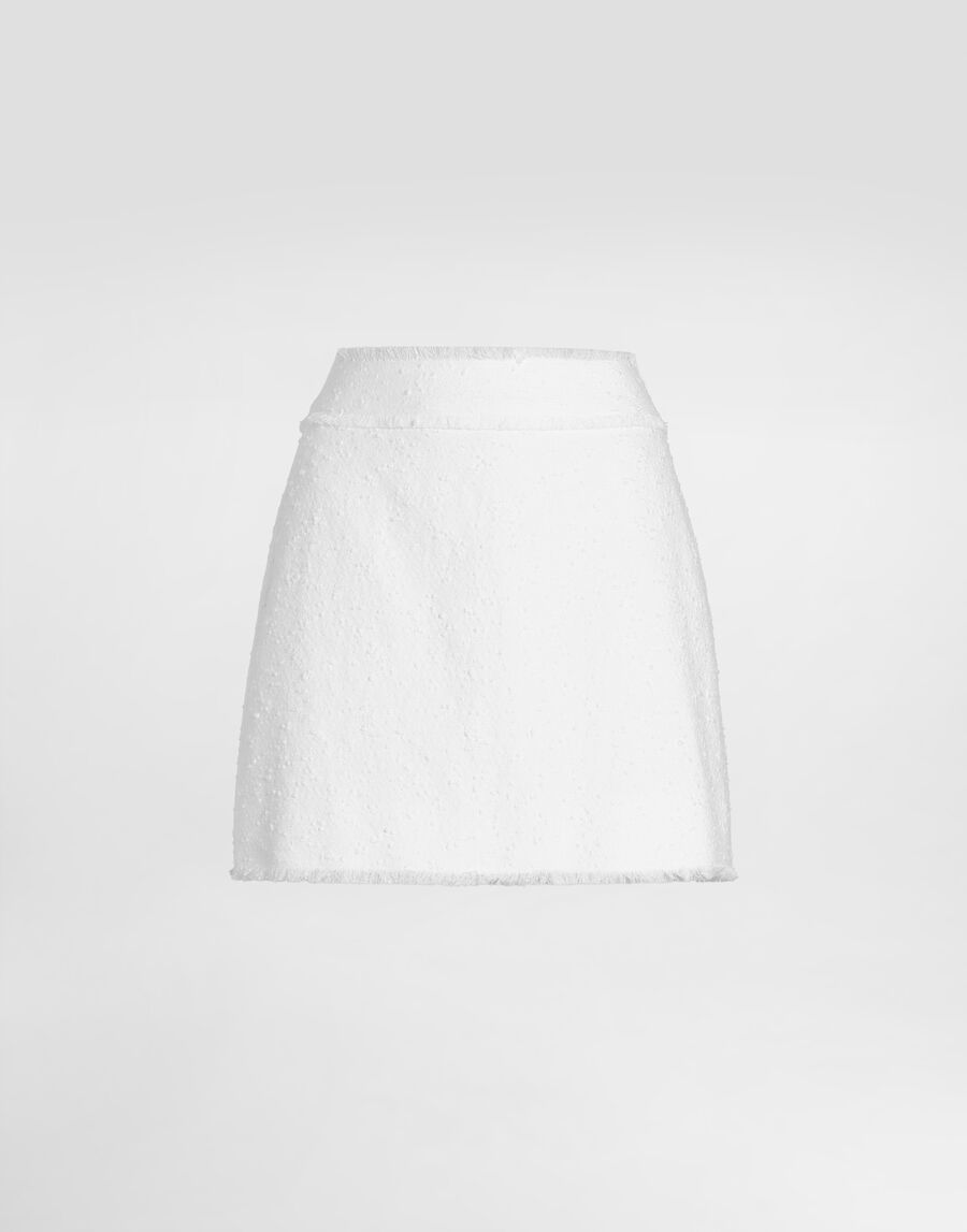 Cotton raschel tweed miniskirt