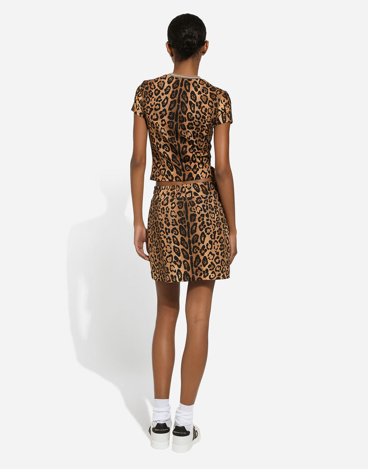 Dolce & Gabbana Minigonna felpata crespo leo Stampa I4M36WHS7OE