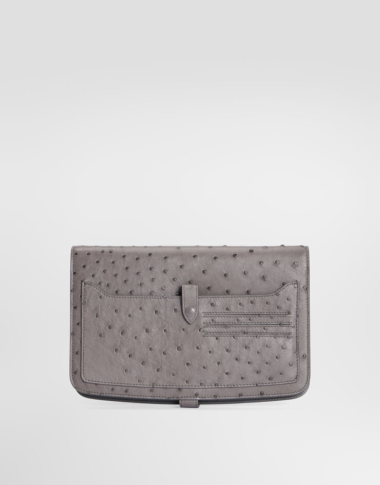 Dolce & Gabbana Ostrich leather clutch Dolce & Gabbana Ostrich leather clutch Grey BM2770A8K00