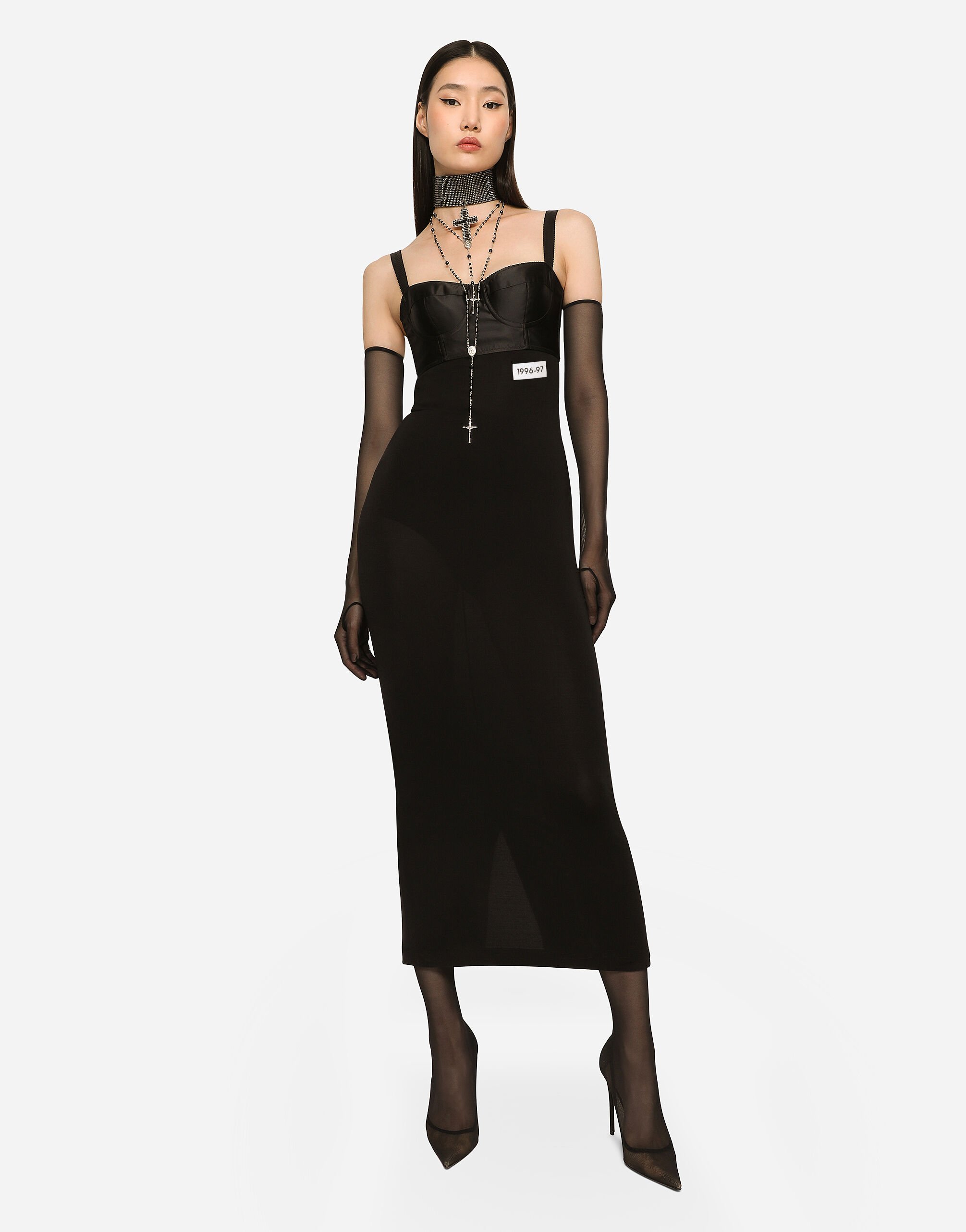 KIM DOLCE GABBANA Organzine calf length corset dress in Black for Women Dolce Gabbana