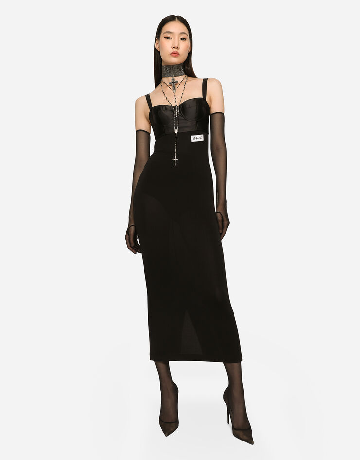 Dolce & Gabbana KIM DOLCE&GABBANA Vestido longuette con corsé de organdí Negro F6CLJTFURLZ
