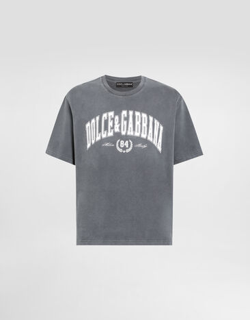 Dolce & Gabbana T-Shirt aus Baumwolle mit Print Grey G8TA2TG7PK7