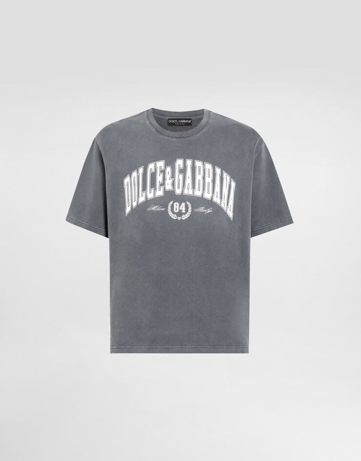 Dolce & Gabbana T-Shirt aus Baumwolle mit Print Grey G8TA2TG7PK7