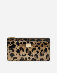 Dolce&Gabbana Large polished calfskin card holder with zipper and leopard print Animal Print BE1348AM568