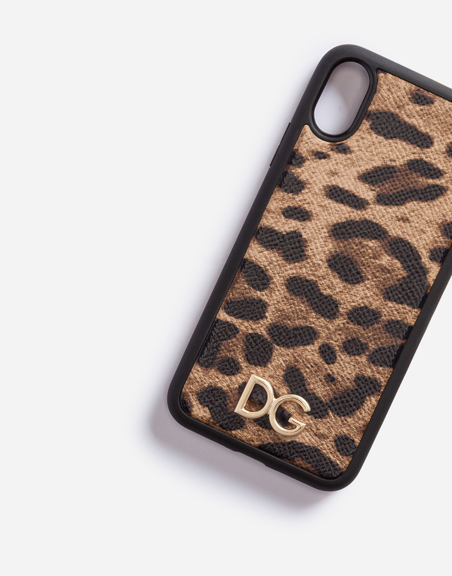 iPhone スマホ　ケース ブラウン ヒョウ柄　DOLCE＆GABBANA Leopard print dauphine calfskin iPhone X cover