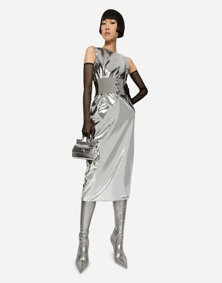 Dolce & Gabbana KIM DOLCE&GABBANA Платье миди из ламинированного джерси серебристый F6BDZTFUSY4