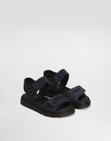Dolce & Gabbana Split leather sandals with Dolce&Gabbana logo print Blue DA5284A4434