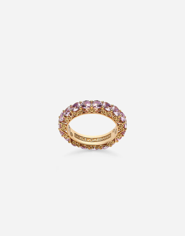 Dolce & Gabbana Обручальное кольцо Eternity Heritage из желтого золота 18 карат с розовыми сапфирами ЗОЛОТОЙ WRKH2GWSAPK