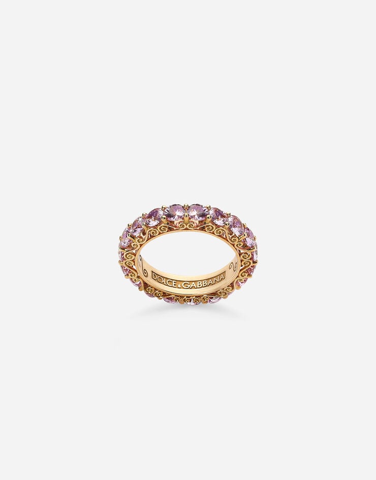 Dolce & Gabbana Обручальное кольцо Eternity Heritage из желтого золота 18 карат с розовыми сапфирами ЗОЛОТОЙ WRKH2GWSAPK