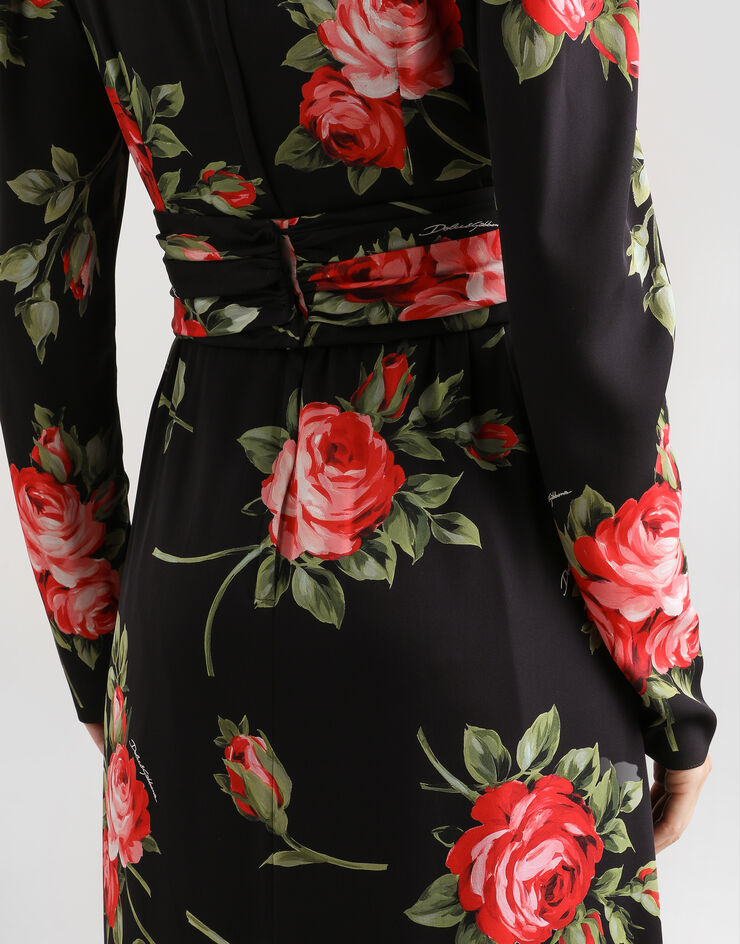 Dolce & Gabbana Vestido de crepé con estampado de buqués de rosas Dolce & Gabbana Vestido de crepé con estampado de buqués de rosas Multicolor F610MTFSA8Q