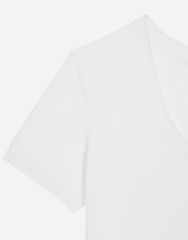 Dolce & Gabbana Camiseta de punto con logotipo DG Blanco F8U71ZFUEEY