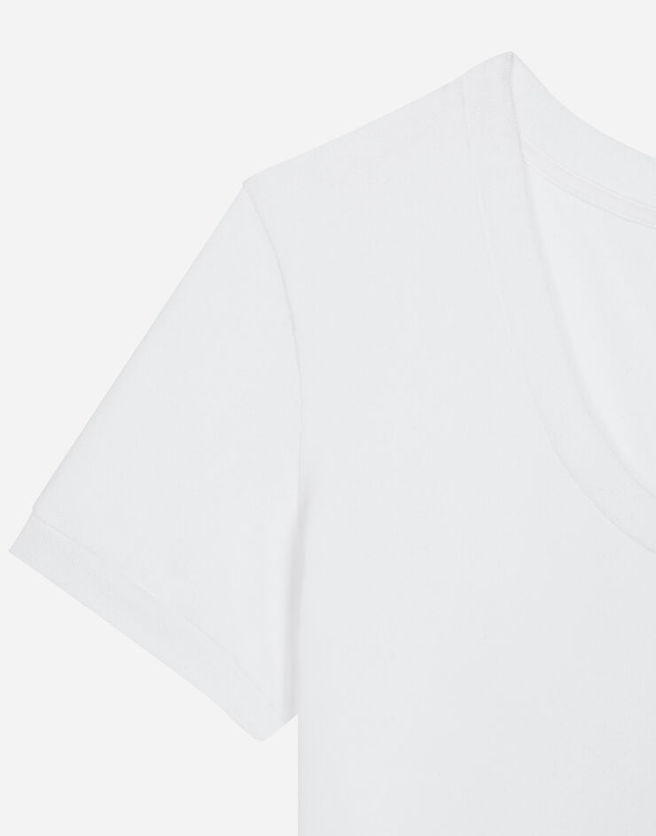 Dolce & Gabbana DG 徽标平纹针织 T 恤 白 F8U71ZFUEEY