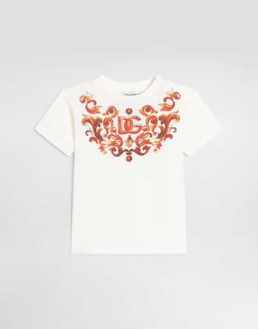 Dolce & Gabbana Jersey t-shirt with print and sequin embroidery White L2JTKTG7P4U
