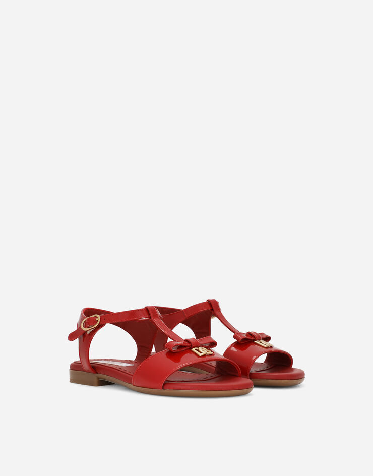 Dolce & Gabbana Patent leather sandals with metal DG logo Red D11155A1328