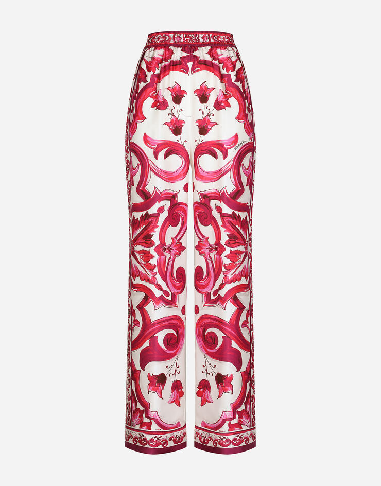 Dolce&Gabbana Pantalón de sarga con estampado Maiolica Multicolor FTAMPTHI1BC