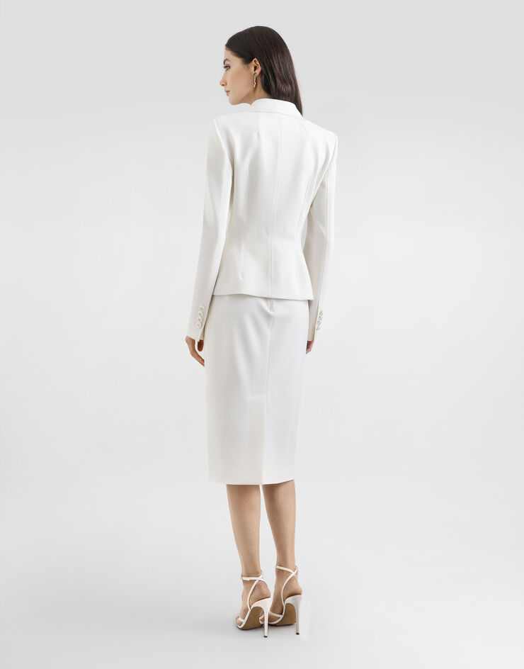 Dolce & Gabbana Bi-stretch twill pencil skirt White F4CJGTFUBGC