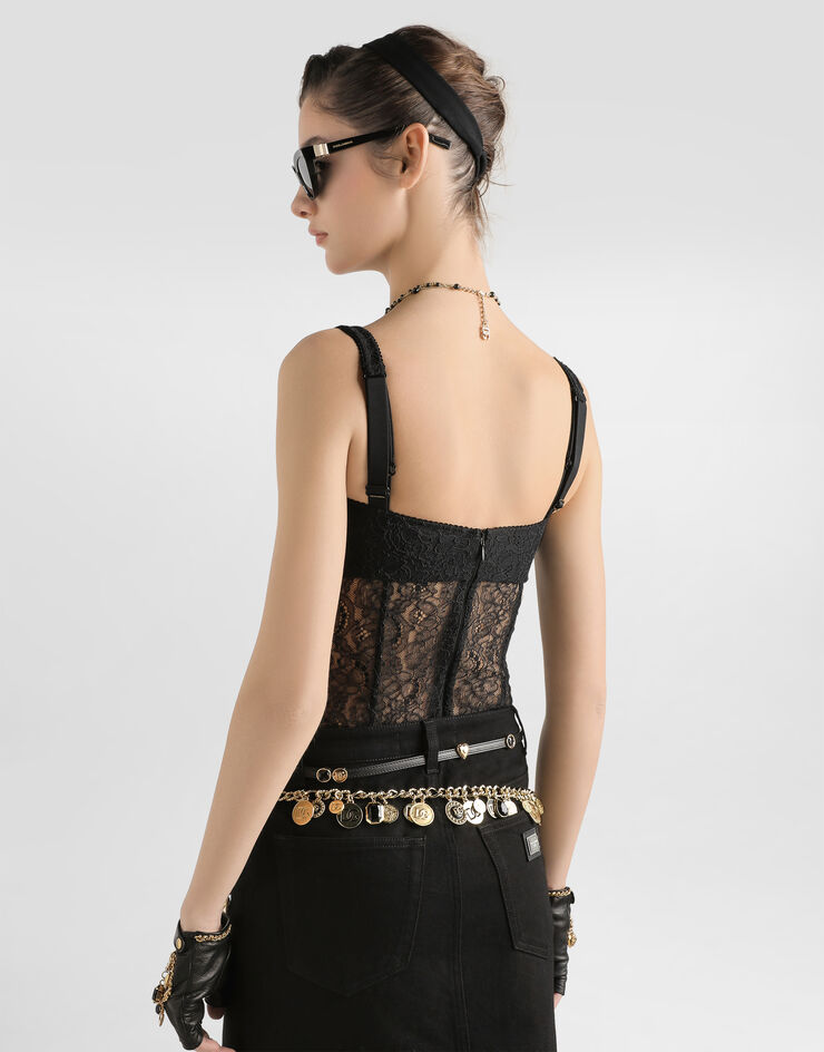 Dolce & Gabbana Top de encaje Negro F7AZ8TFLUCT