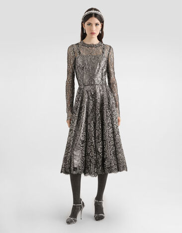 Dolce & Gabbana Lamé lace dress Silver F6TJOTILMCF