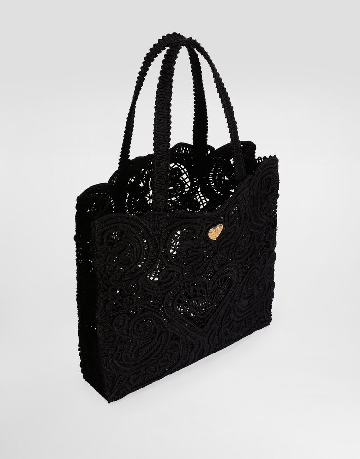 Dolce & Gabbana Mittelgroßer Shopper Beatrice aus Kordelspitze SCHWARZ BB6927AW717