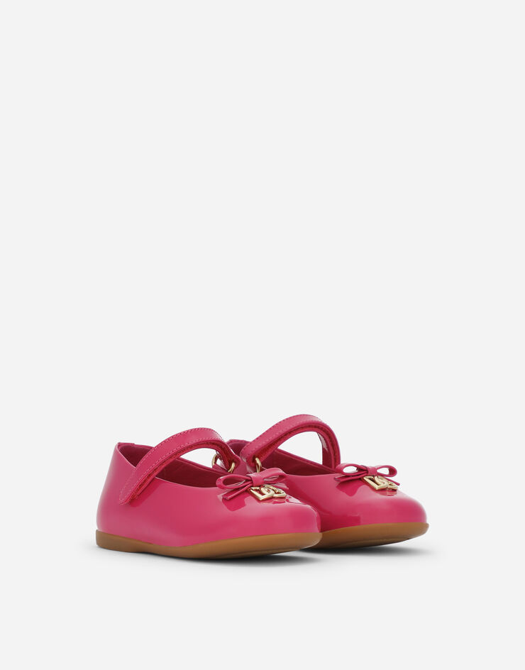 Dolce & Gabbana Patent leather ballet flats with strap and DG logo Pink D20081A1328