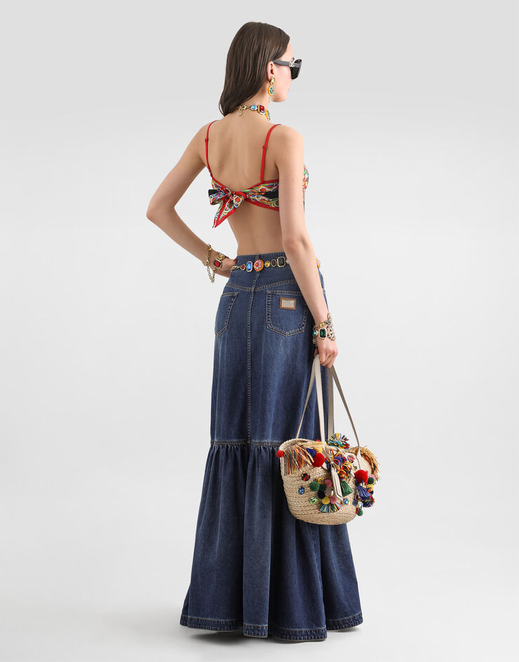 Dolce & Gabbana Long denim skirt Multicolor F4DDZDG8PH5