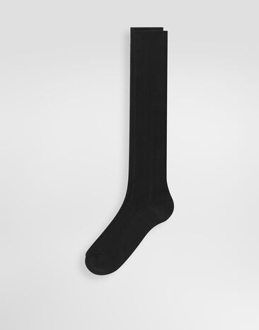 Dolce & Gabbana Ribbed knee-high socks Black GX04KTJGMM1