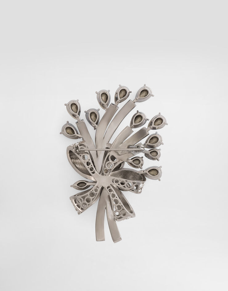 Dolce & Gabbana Floral brooch with rhinestones Blue WPR7S4W1111