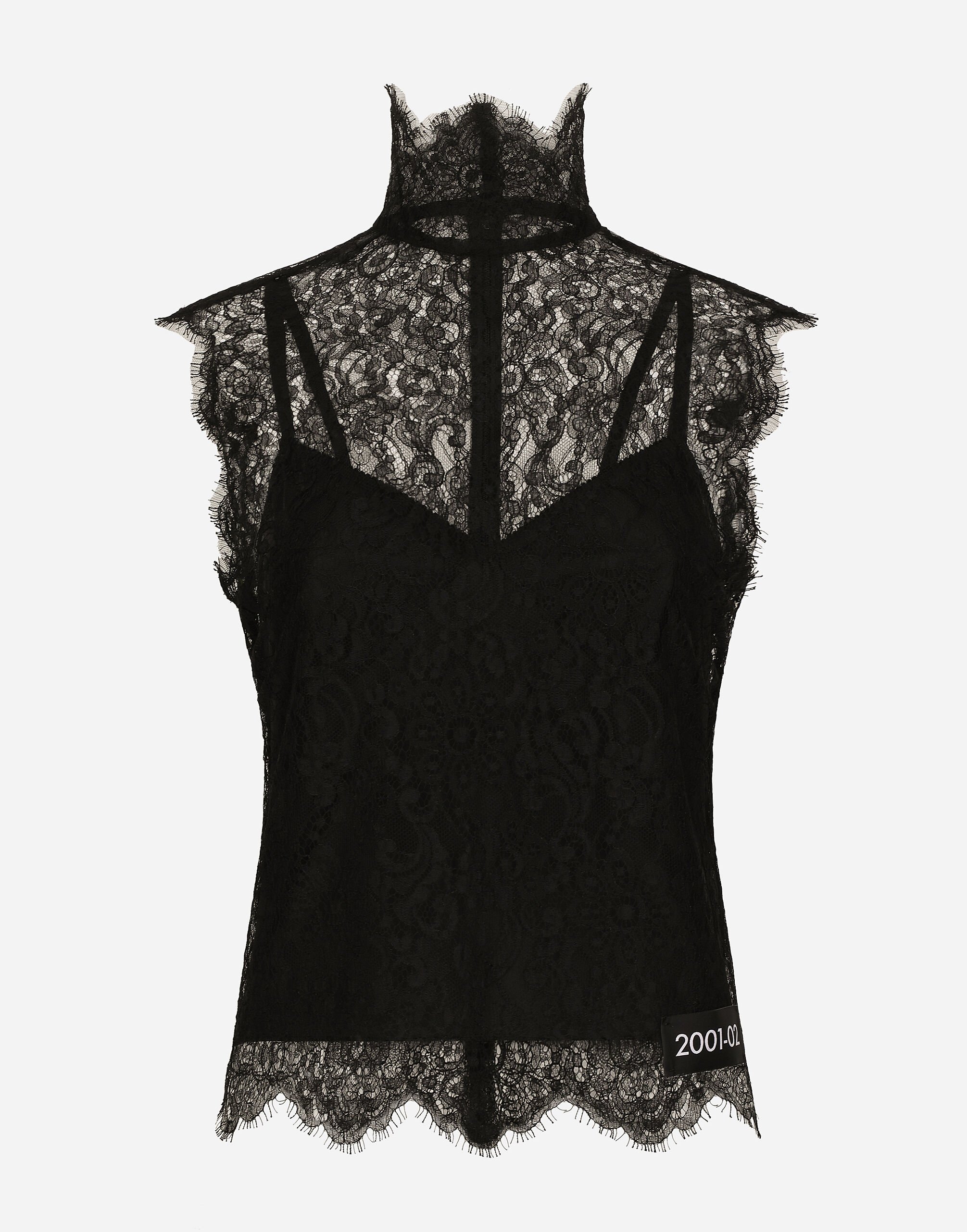 Dolce&Gabbana Sleeveless Chantilly lace top Black F6DDXTGDB0R
