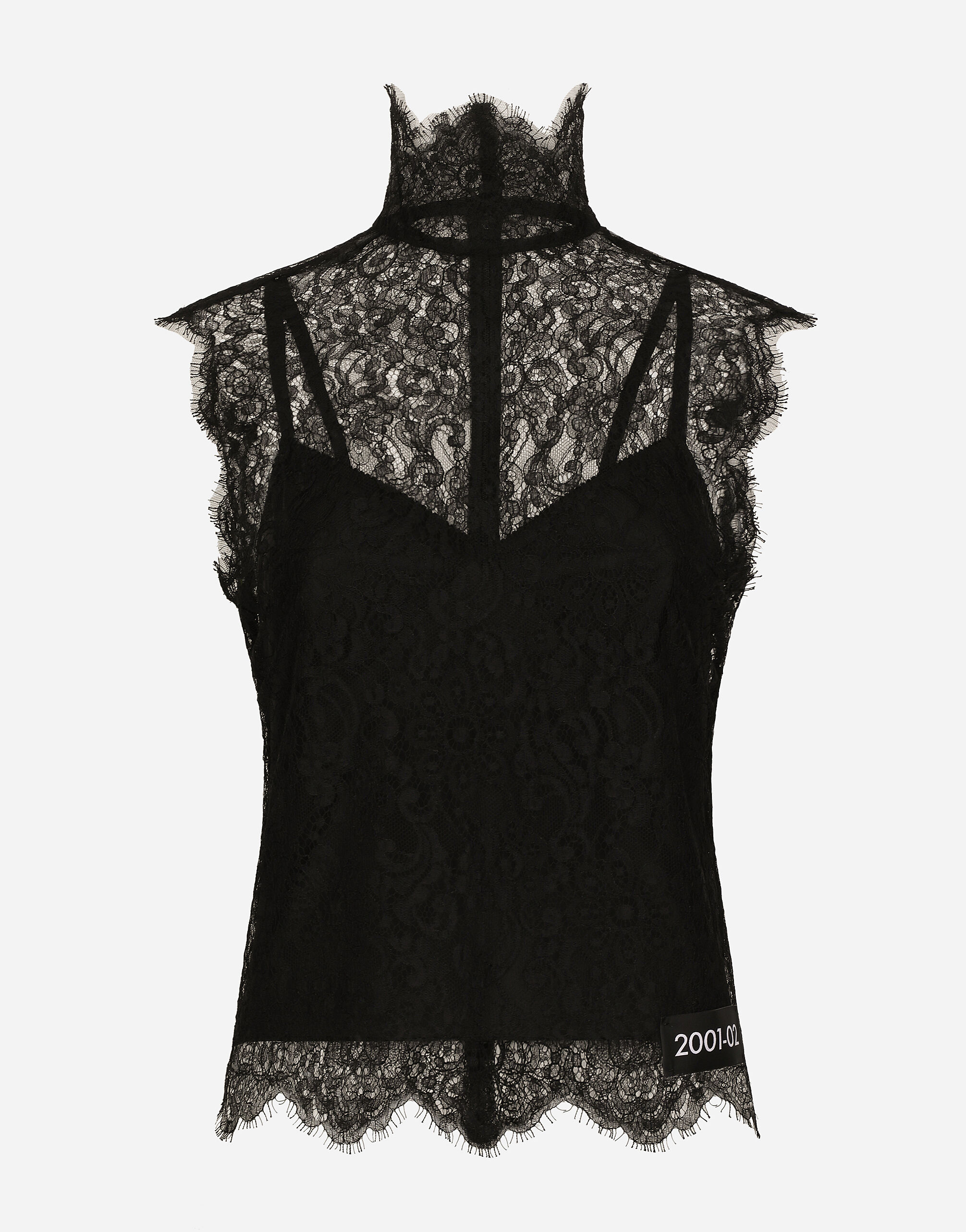 Dolce&Gabbana Sleeveless Chantilly lace top Gold F6DHYTFURMT