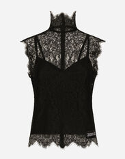 Dolce & Gabbana Sleeveless Chantilly lace top Black F7T19TG9798